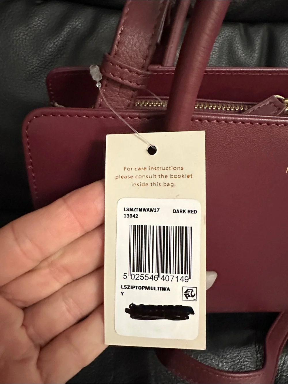 RADLEY LONDON Burgundy Leather Double-Handle Satchel with Dog Charm
